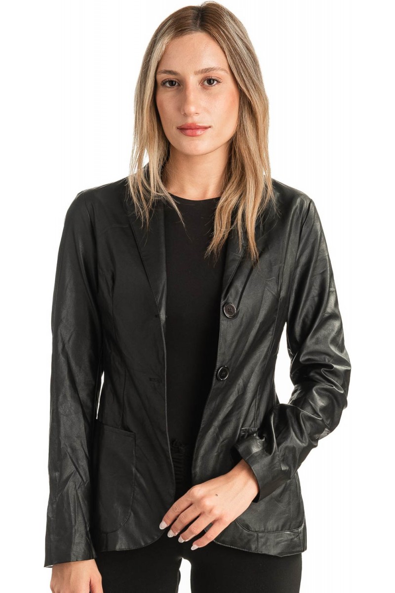 Δερμάτινο Γυναικείο Σακάκι - T497