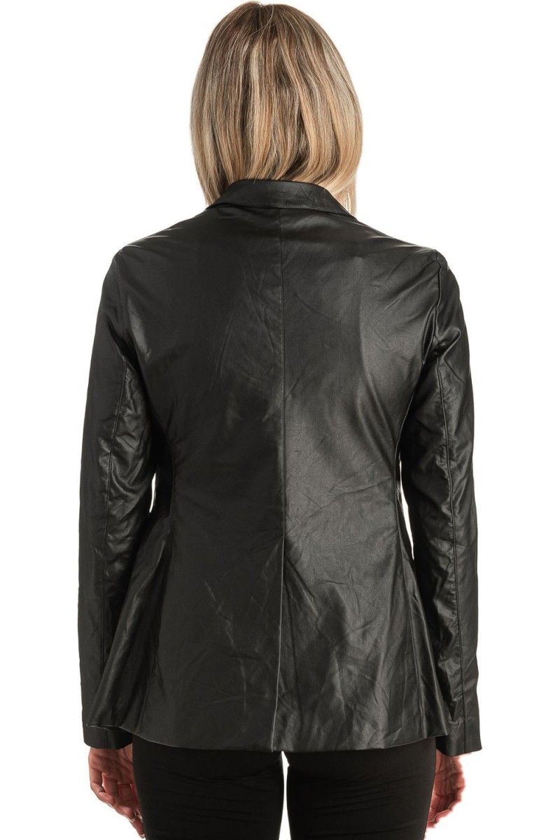 Δερμάτινο Γυναικείο Σακάκι - T497