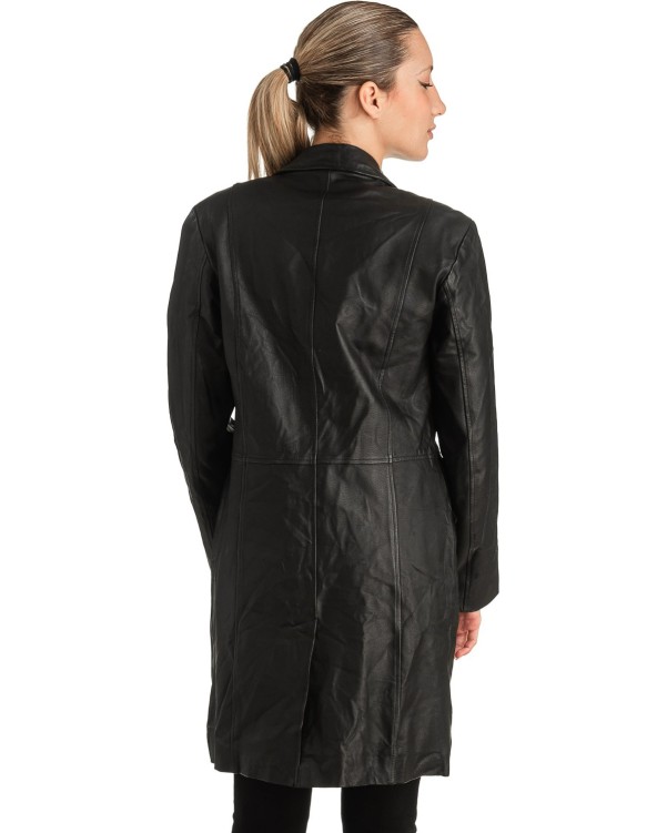 Γνήσιο Γυναικέιο Δερμάτινο Παλτό - T504