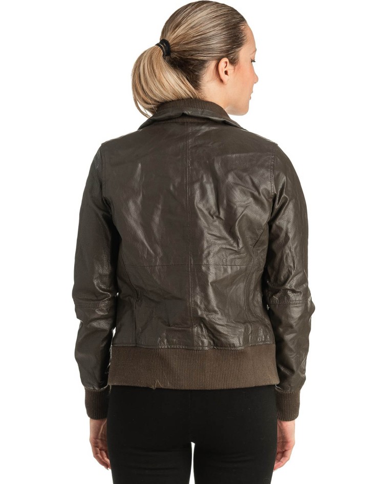 Γνήσιο Γυναικέιο Δερμάτινο Μπουφάν - T507