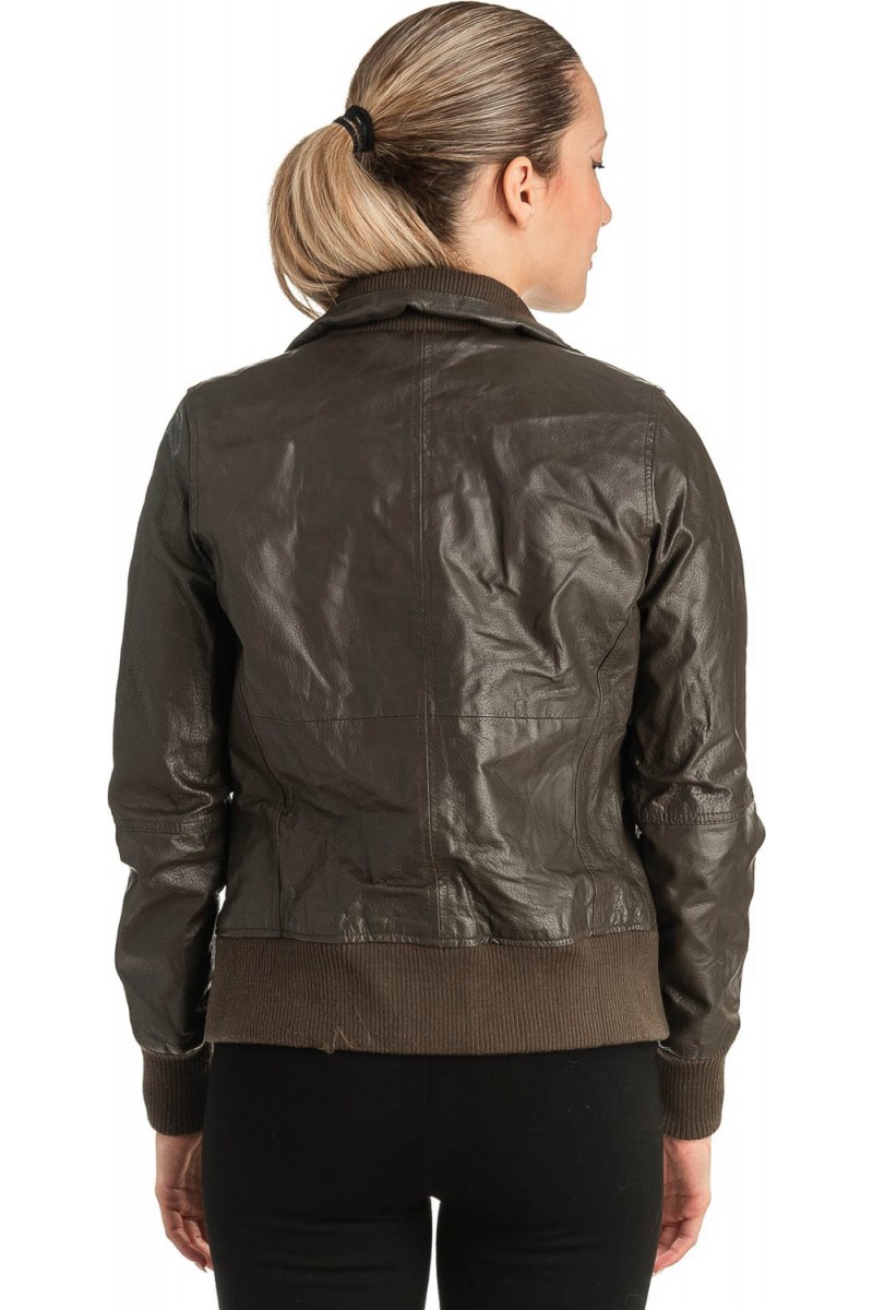 Γνήσιο Γυναικέιο Δερμάτινο Μπουφάν - T507