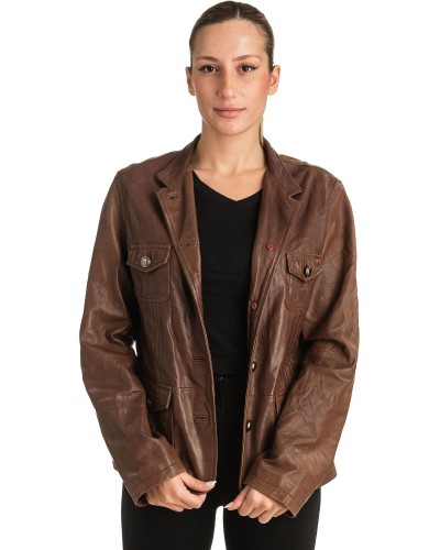 Γνήσιο Γυναικέιο Δερμάτινο Σακάκι - T508