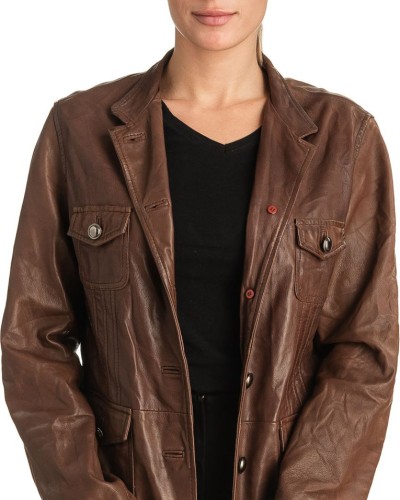 Γνήσιο Γυναικέιο Δερμάτινο Σακάκι - T508