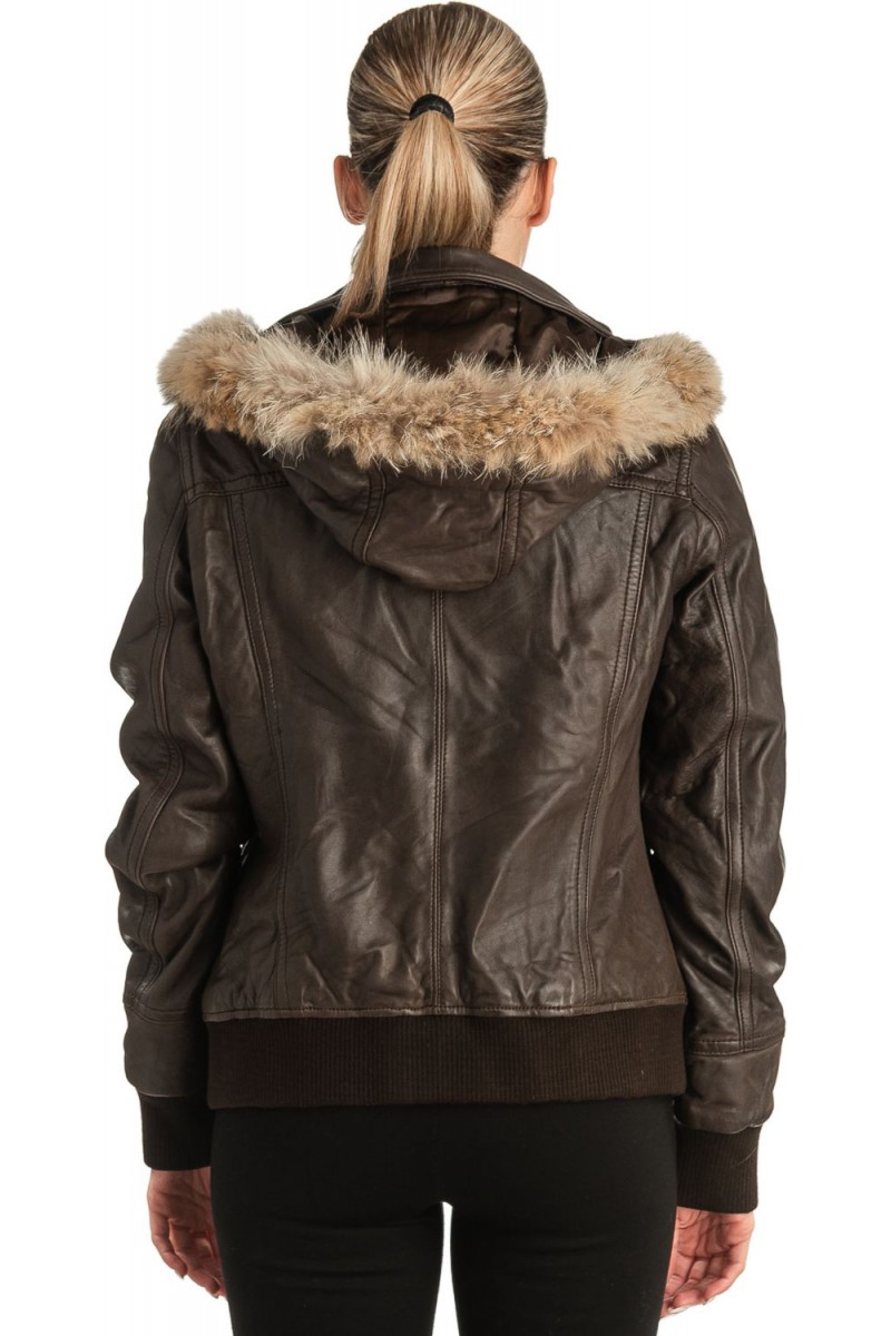 Γνήσιο Γυναικέιο Δερμάτινο Μπουφάν - T509