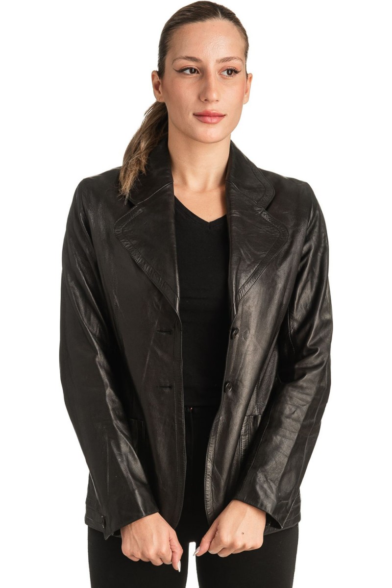 Γνήσιο Γυναικέιο Δερμάτινο Σακάκι - T511