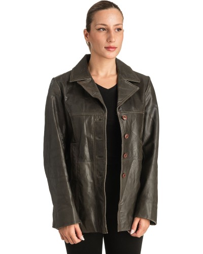 Γνήσιο Γυναικέιο Δερμάτινο Σακάκι - T513