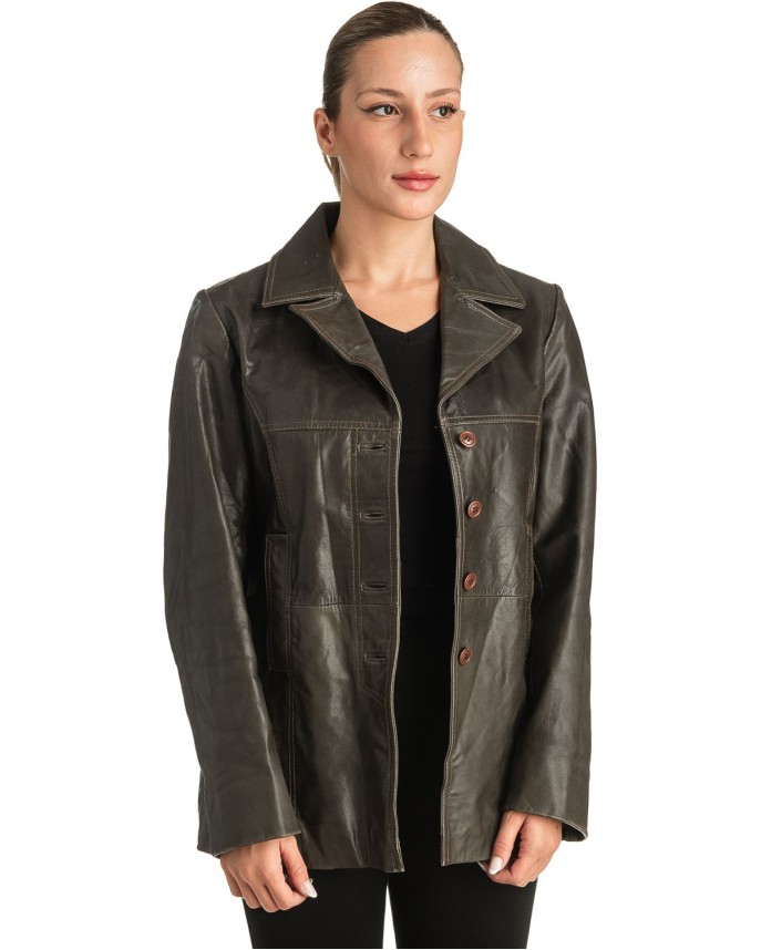 Γνήσιο Γυναικέιο Δερμάτινο Σακάκι - T513