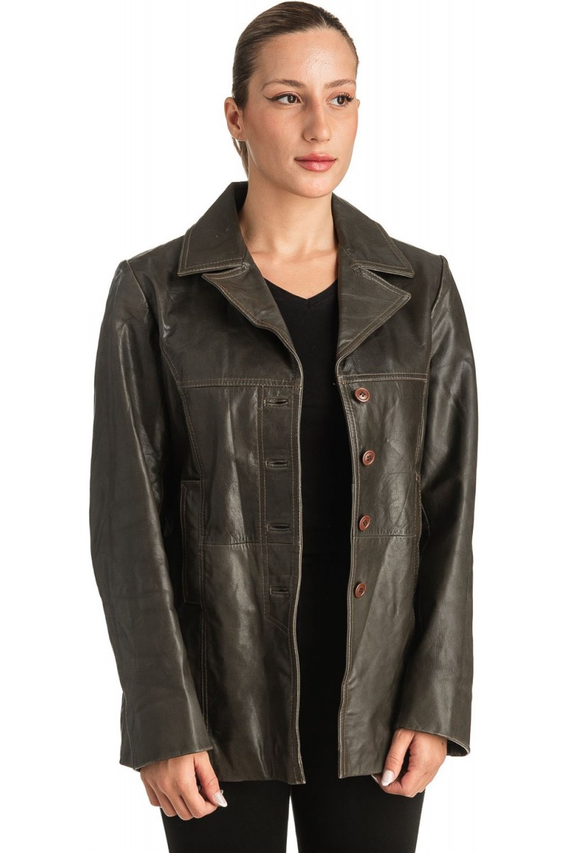 Γνήσιο Γυναικέιο Δερμάτινο Σακάκι - T513