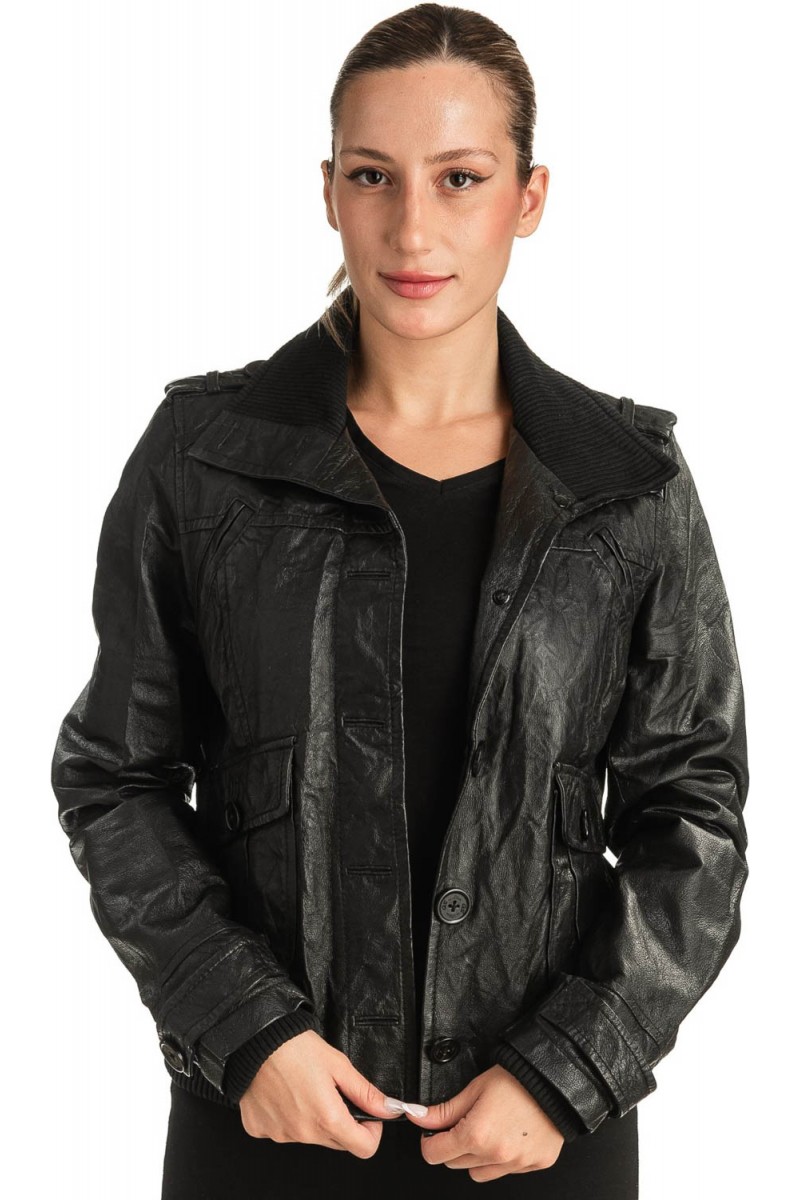 Γνήσιο Γυναικέιο Δερμάτινο Μπουφάν - T514