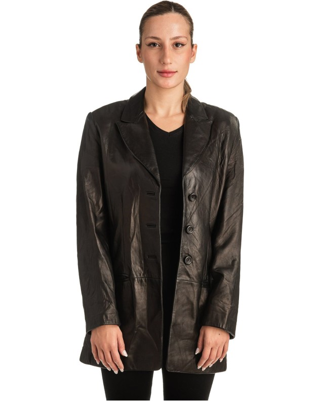 Γνήσιο Γυναικέιο Δερμάτινο Παλτό - T515