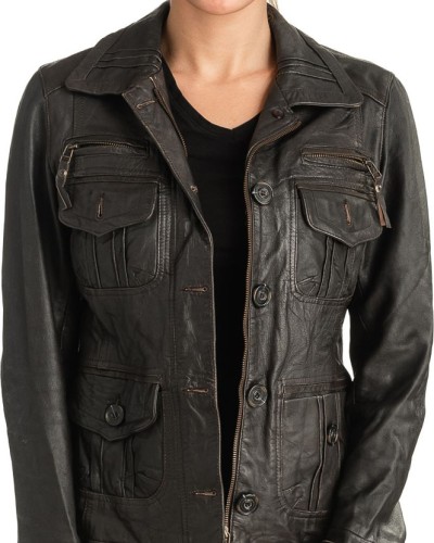 Γνήσιο Γυναικέιο Δερμάτινο Μπουφάν - T516