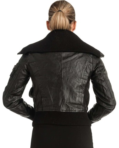 Γνήσιο Γυναικέιο Δερμάτινο Μπουφάν - T518