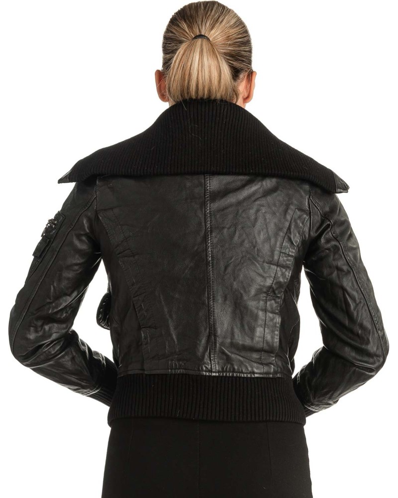 Γνήσιο Γυναικέιο Δερμάτινο Μπουφάν - T518