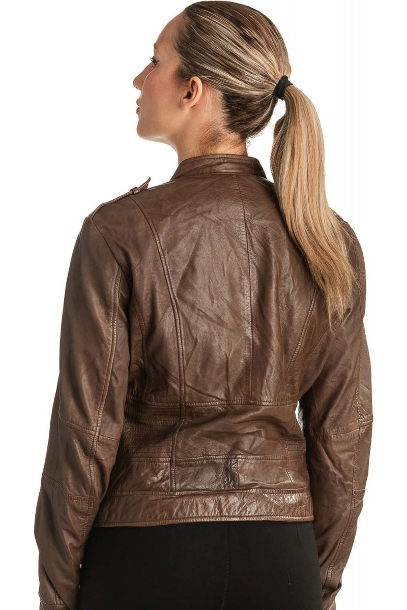 Γνήσιο Γυναικέιο Δερμάτινο Μπουφάν - T525