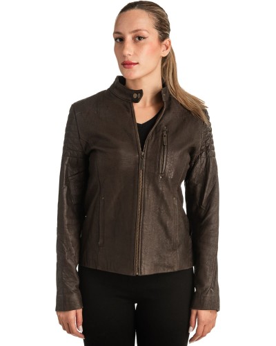 Γνήσιο Γυναικέιο Δερμάτινο Μπουφάν - T526