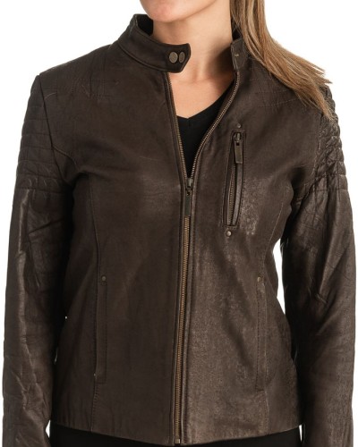 Γνήσιο Γυναικέιο Δερμάτινο Μπουφάν - T526