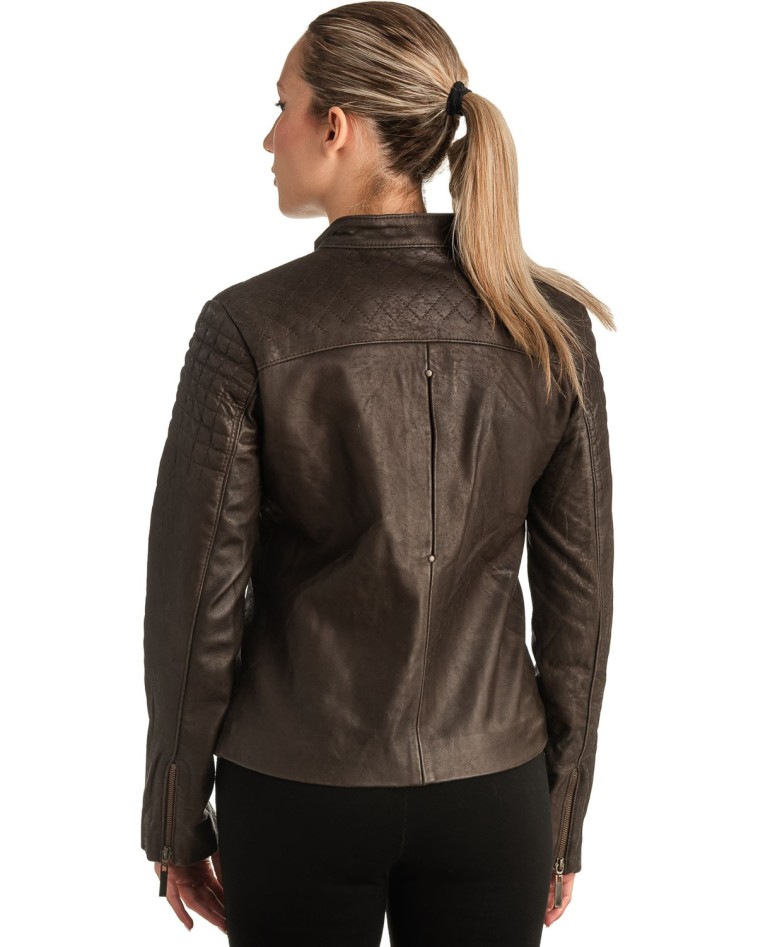 Γνήσιο Γυναικέιο Δερμάτινο Μπουφάν - T526