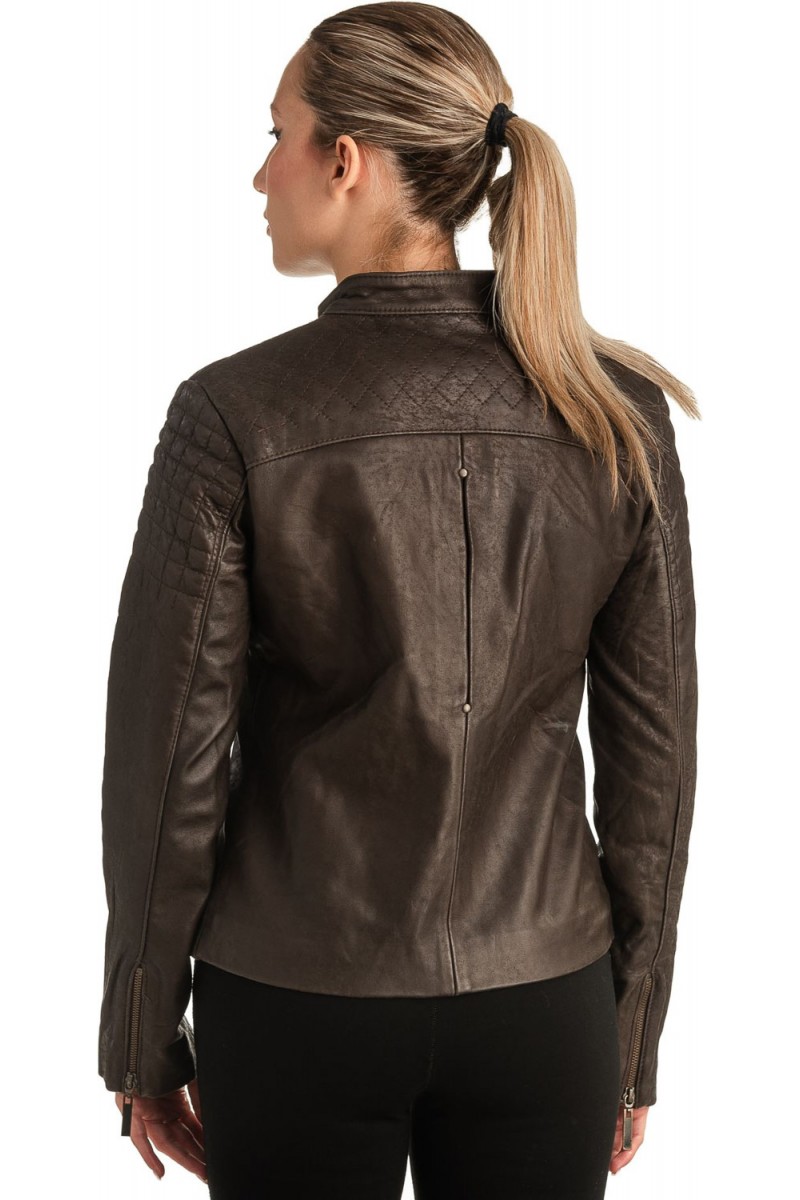 Γνήσιο Γυναικέιο Δερμάτινο Μπουφάν - T526