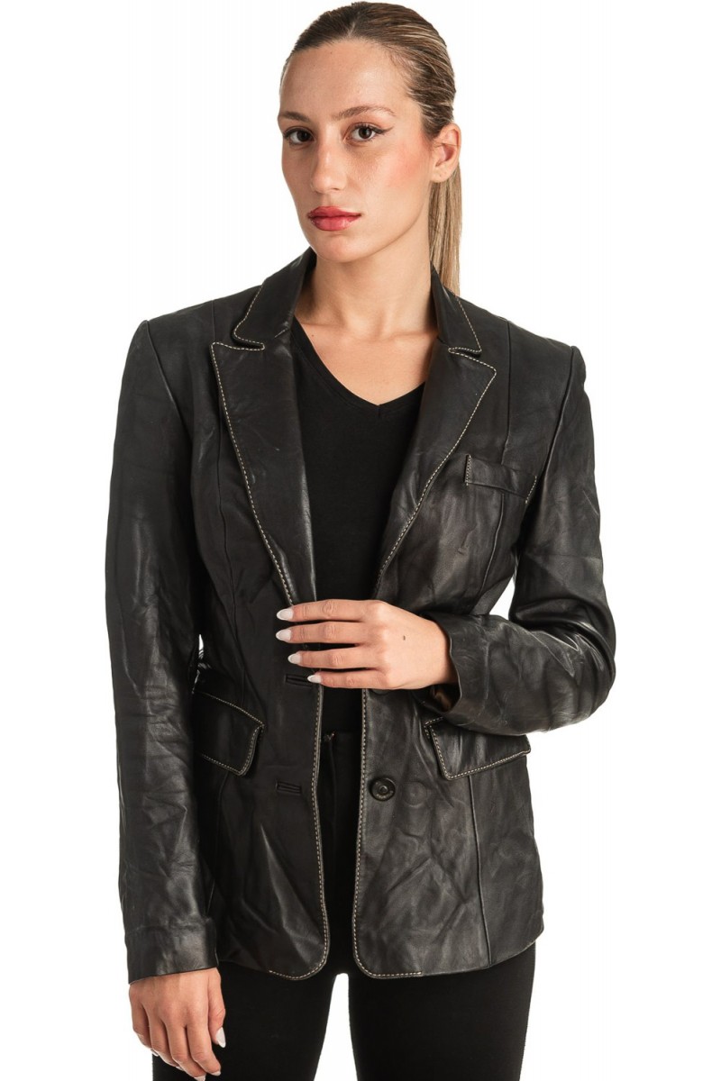 Γνήσιο Γυναικέιο Δερμάτινο Σακάκι - T527