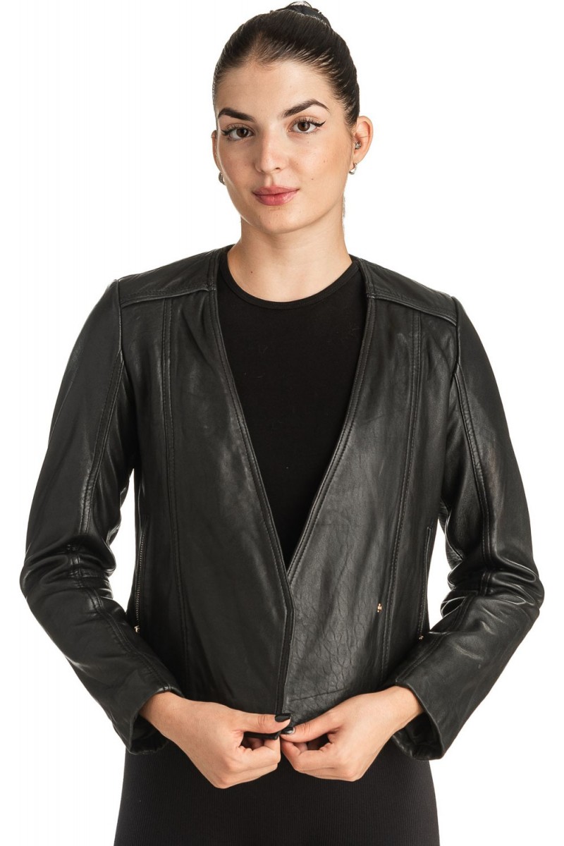 Γνήσιο Γυναικέιο Δερμάτινο Μπουφάν - T533