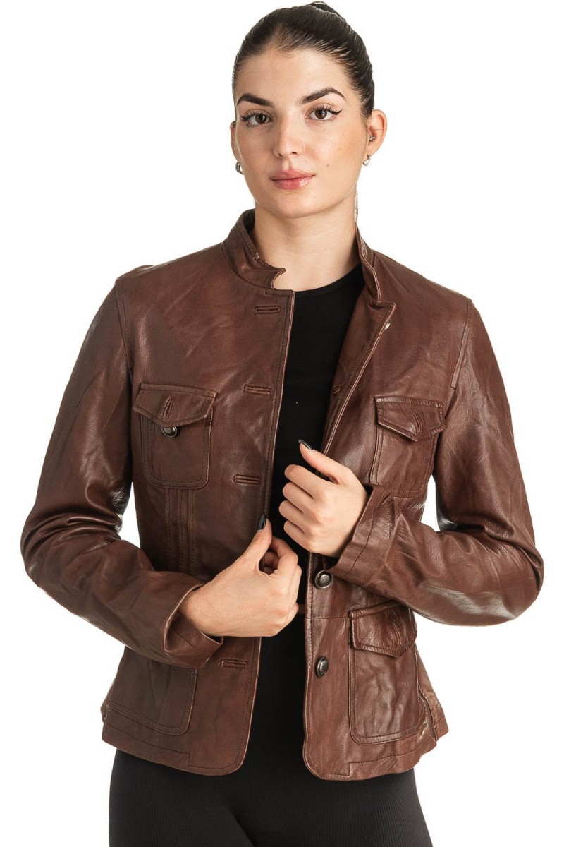 Γνήσιο Γυναικέιο Δερμάτινο Σακάκι - T535