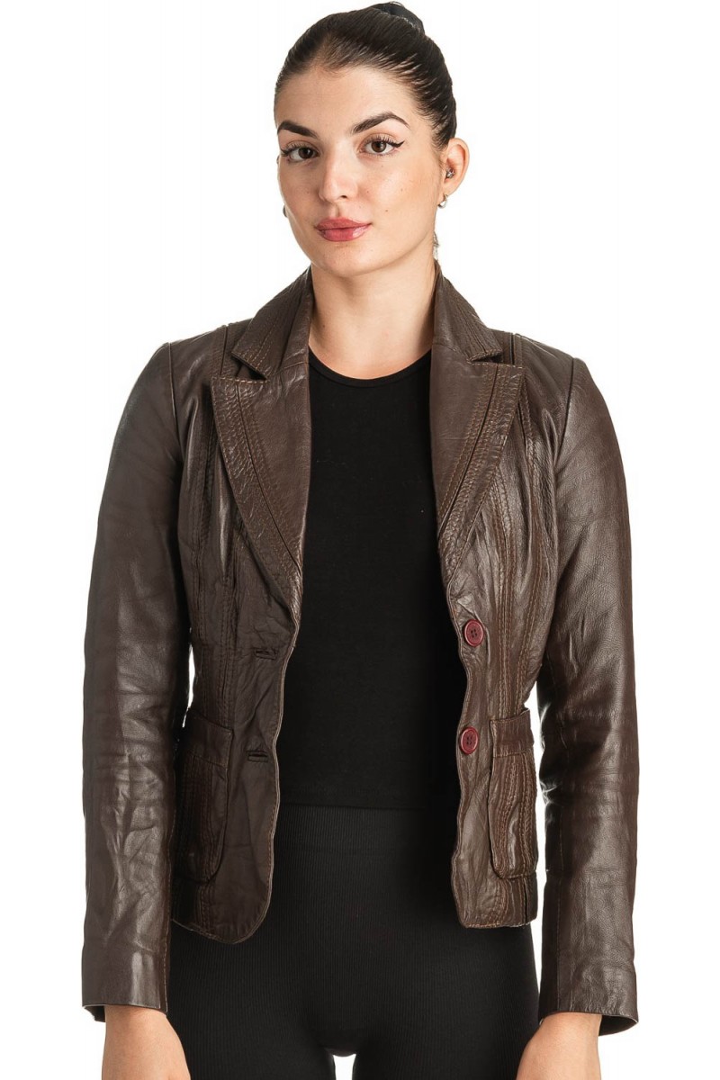 Γνήσιο Γυναικέιο Δερμάτινο Σακάκι - T538