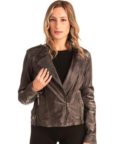 Γνήσιο Γυναικέιο Δερμάτινο Μπουφάν - T539