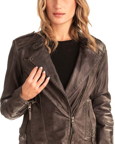 Γνήσιο Γυναικέιο Δερμάτινο Μπουφάν - T539