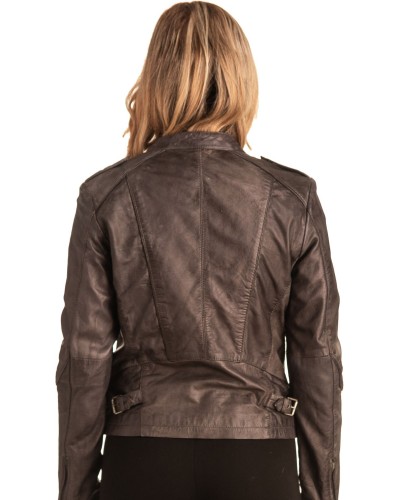 Γνήσιο Γυναικέιο Δερμάτινο Μπουφάν - T539