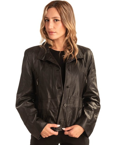 Γνήσιο Γυναικέιο Δερμάτινο Μπουφάν - T543