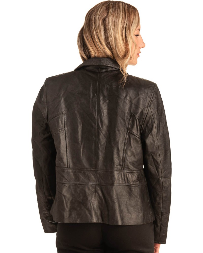 Γνήσιο Γυναικέιο Δερμάτινο Μπουφάν - T543