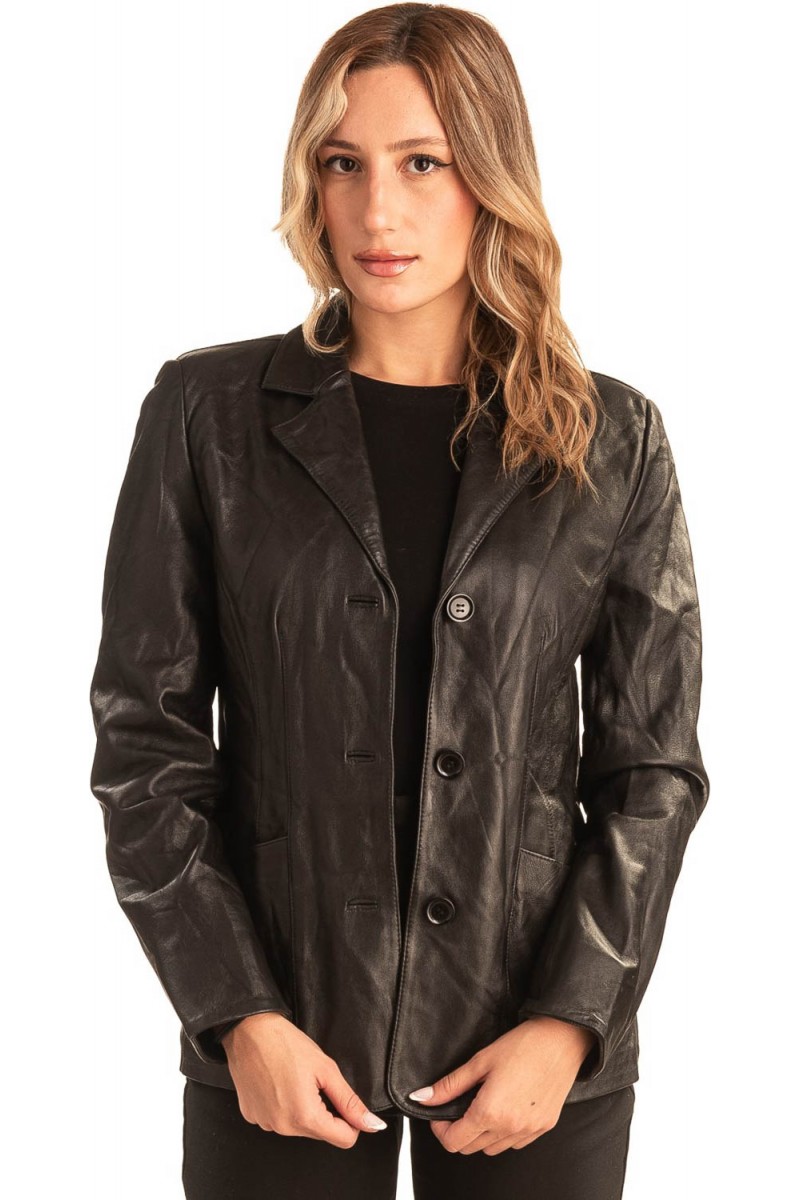 Γνήσιο Γυναικέιο Δερμάτινο Σακάκι - T546