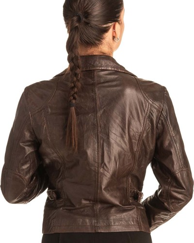 Γνήσιο Γυναικέιο Δερμάτινο Μπουφάν - T551