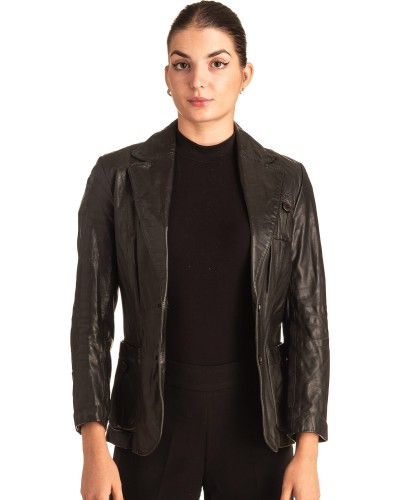 Γνήσιο Γυναικέιο Δερμάτινο Σακάκι - T553
