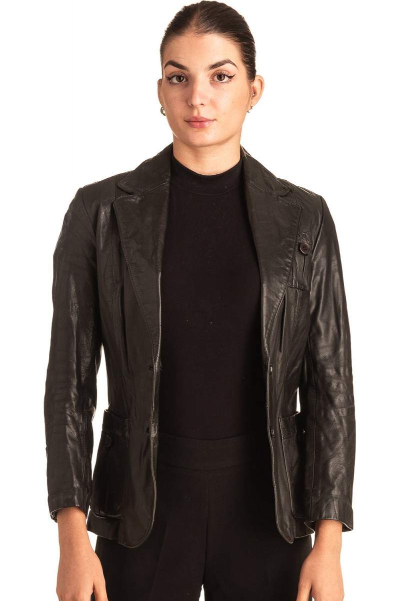 Γνήσιο Γυναικέιο Δερμάτινο Σακάκι - T553