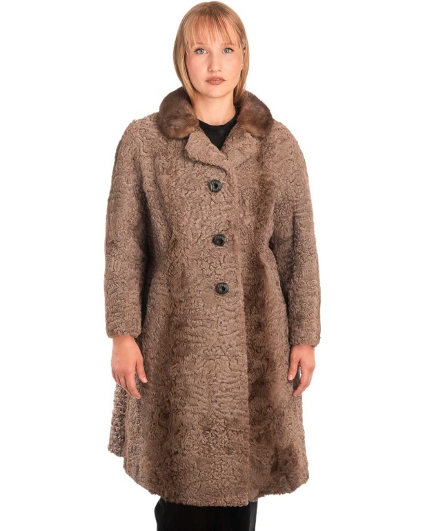 Γνήσια Γυναικεία Φυσική Γούνα με Βιζόν Γιακά  - X259