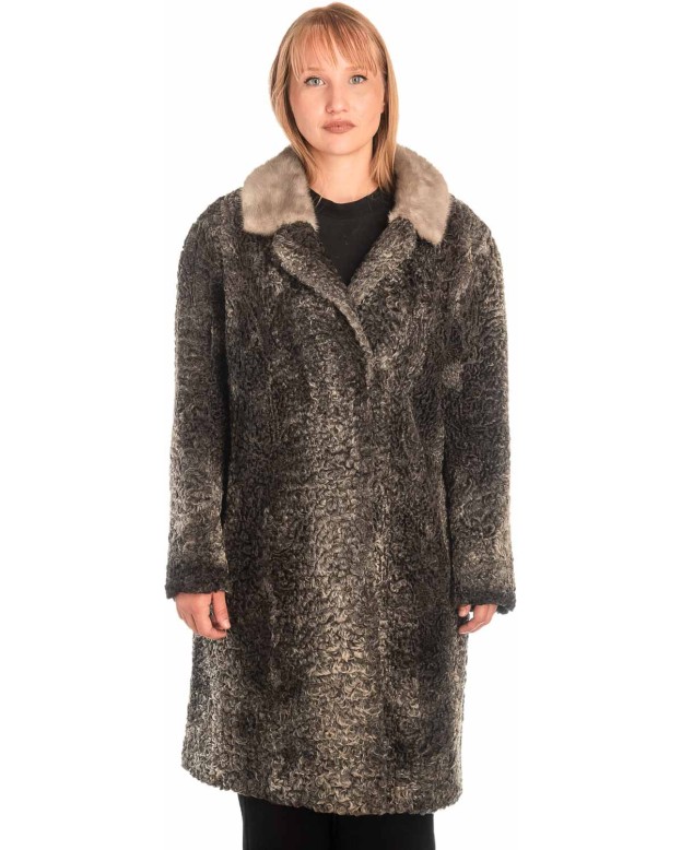 Γνήσια Γυναικεία Φυσική Γούνα με Βιζόν Γιακά  - X314