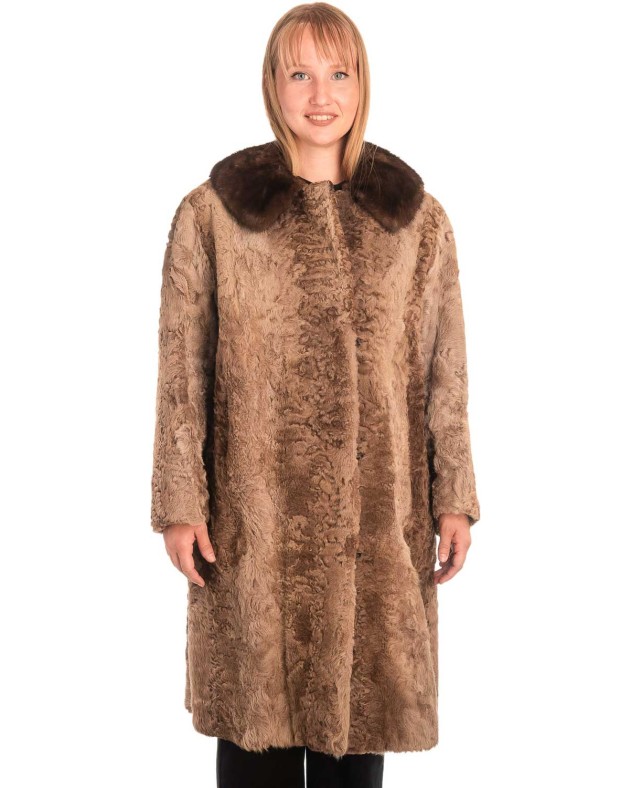 Γνήσια Γυναικεία Φυσική Γούνα με Βιζόν Γιακά  - X386