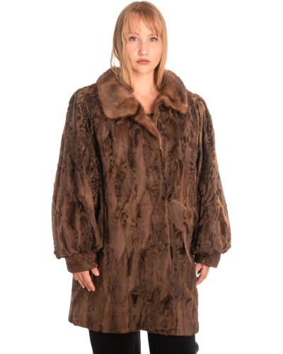 Γνήσια Γυναικεία Φυσική Γούνα με Βιζόν Γιακά  - X553