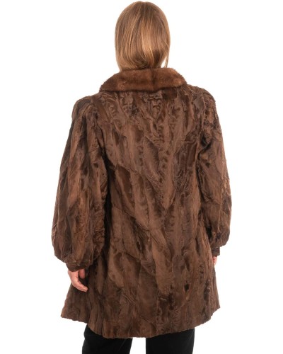 Γνήσια Γυναικεία Φυσική Γούνα με Βιζόν Γιακά  - X553