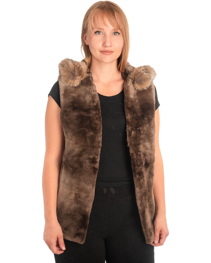 Γνήσια Γυναικεία Φυσική Γούνα Γιλέκο - X716
