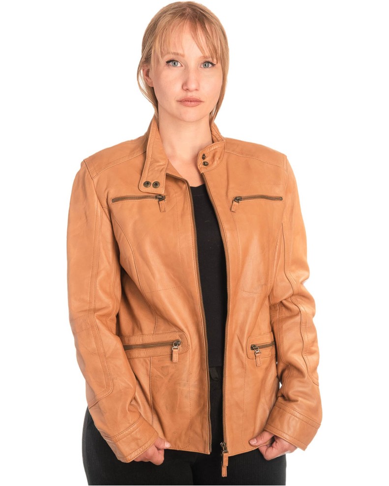 Γνήσιο Γυναικέιο Δερμάτινο Μπουφάν - X760