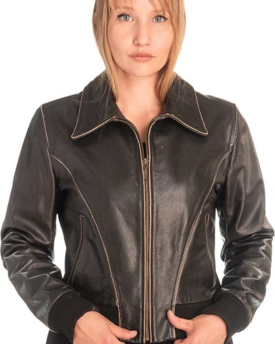 Γνήσιο Γυναικέιο Δερμάτινο Μπουφάν - X766