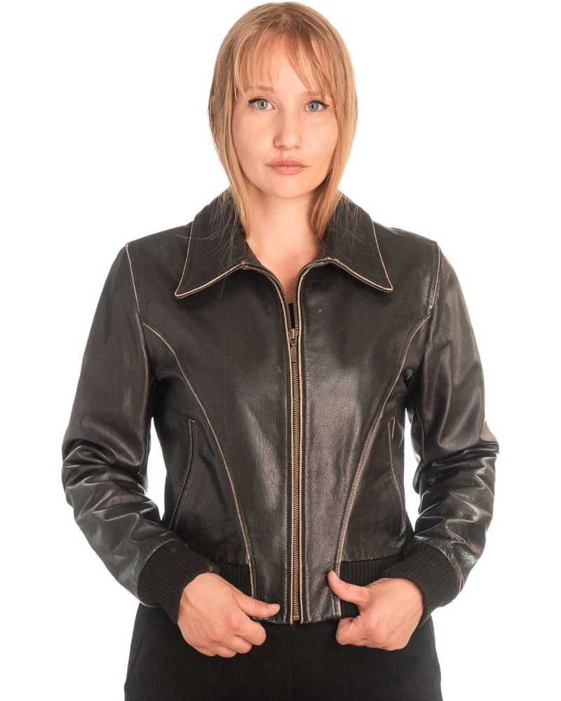 Γνήσιο Γυναικέιο Δερμάτινο Μπουφάν - X766