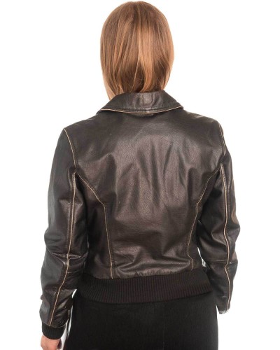 Γνήσιο Γυναικέιο Δερμάτινο Μπουφάν - X766