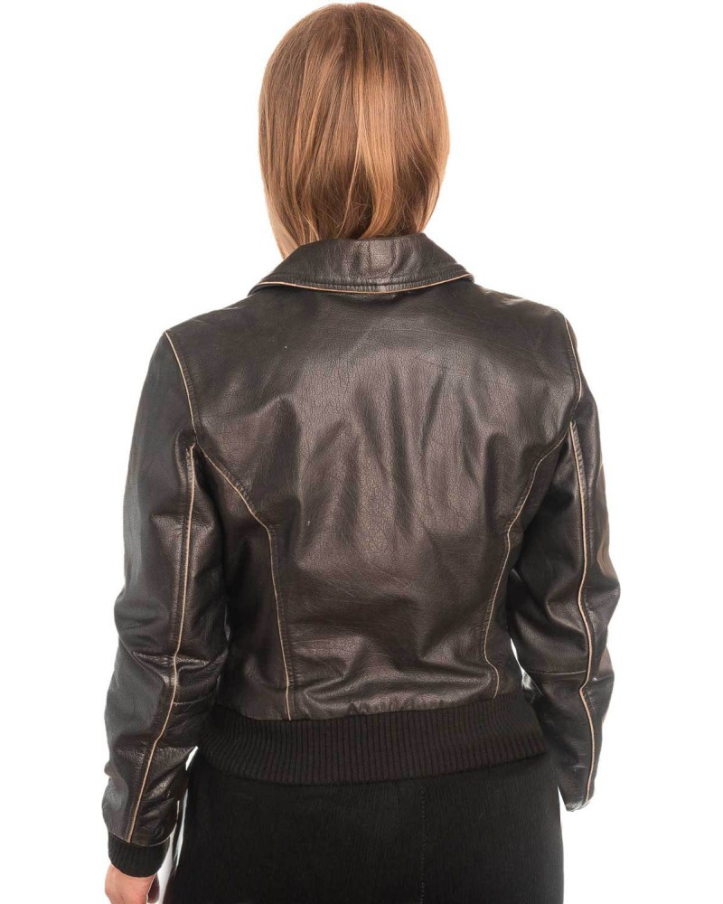 Γνήσιο Γυναικέιο Δερμάτινο Μπουφάν - X766