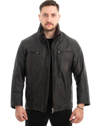  Γνήσιο Ανδρικό Δερμάτινο Μπουφάν - Z474