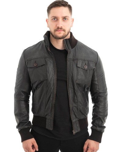  Γνήσιο Ανδρικό Δερμάτινο Μπουφάν - Z475