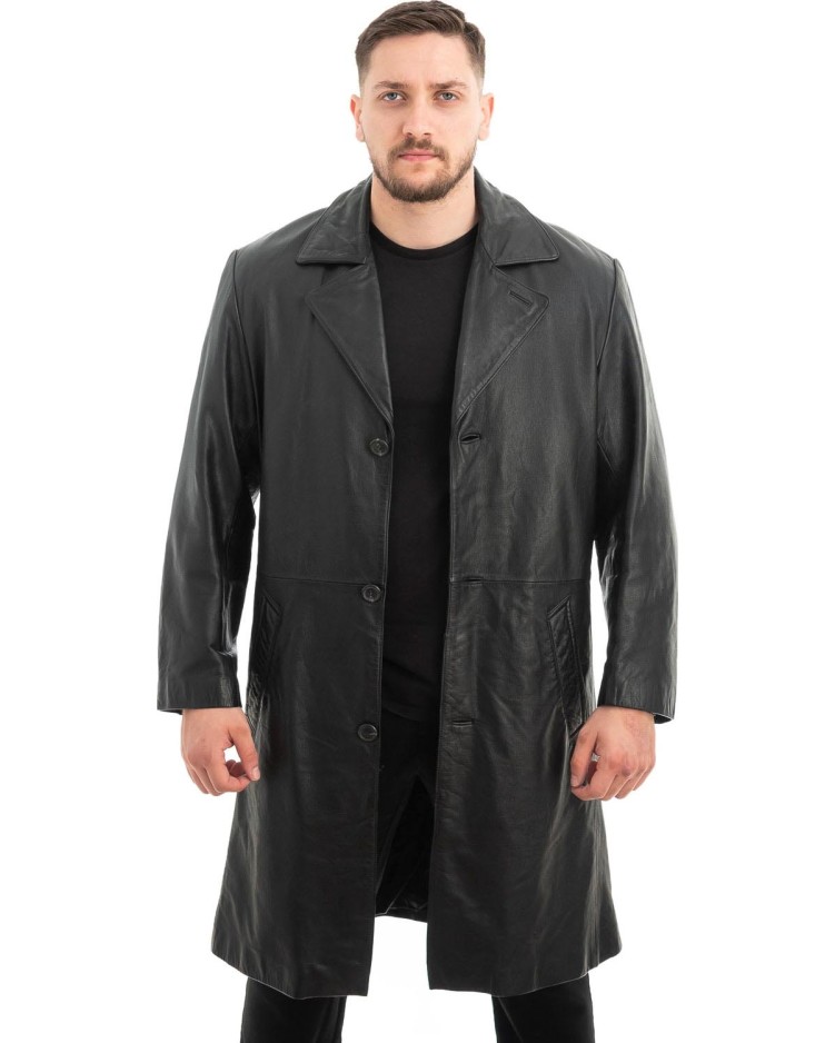 Γνήσιο Ανδρικό Δερμάτινο Παλτό - Z512