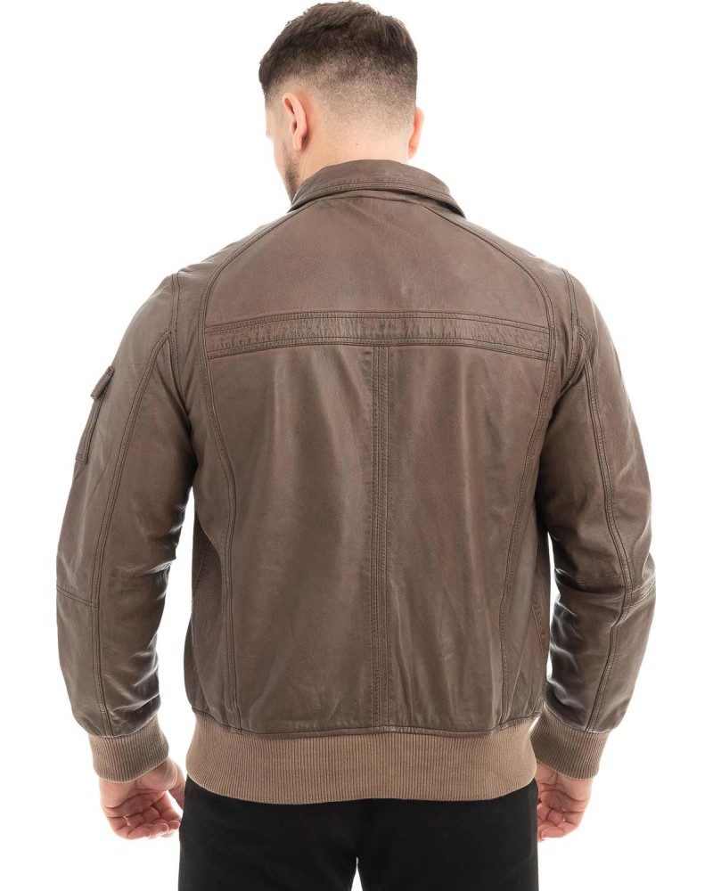  Γνήσιο Ανδρικό Δερμάτινο Μπουφάν - Z519